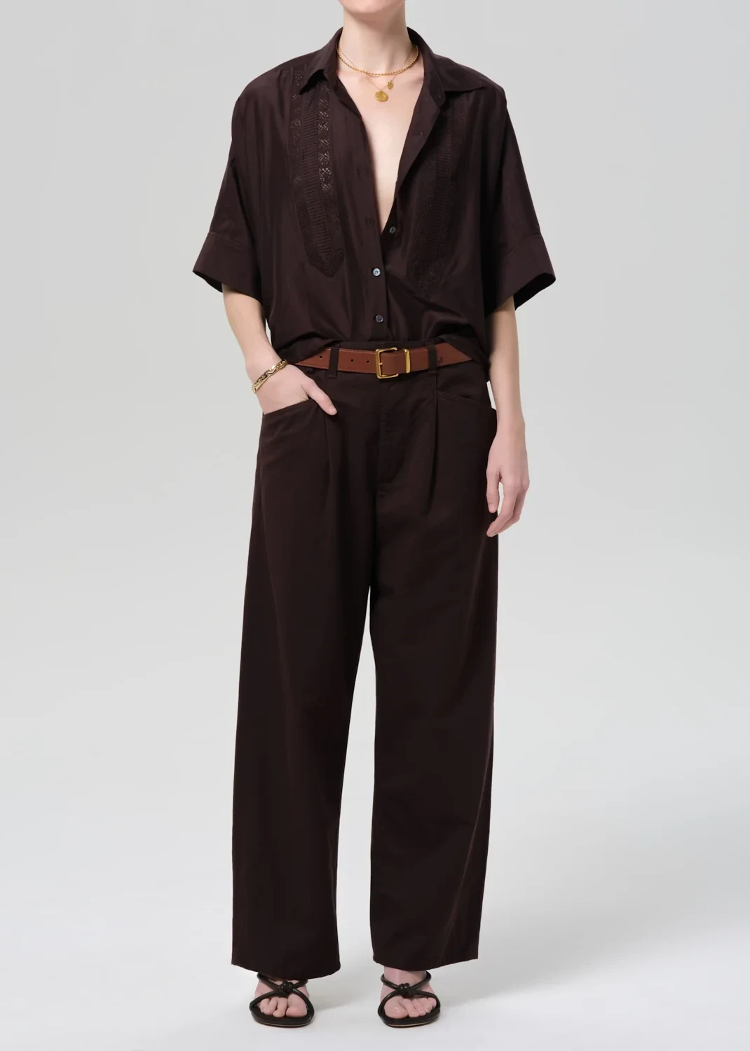 Velha Italian Fine Twill Trouser in Chocolate