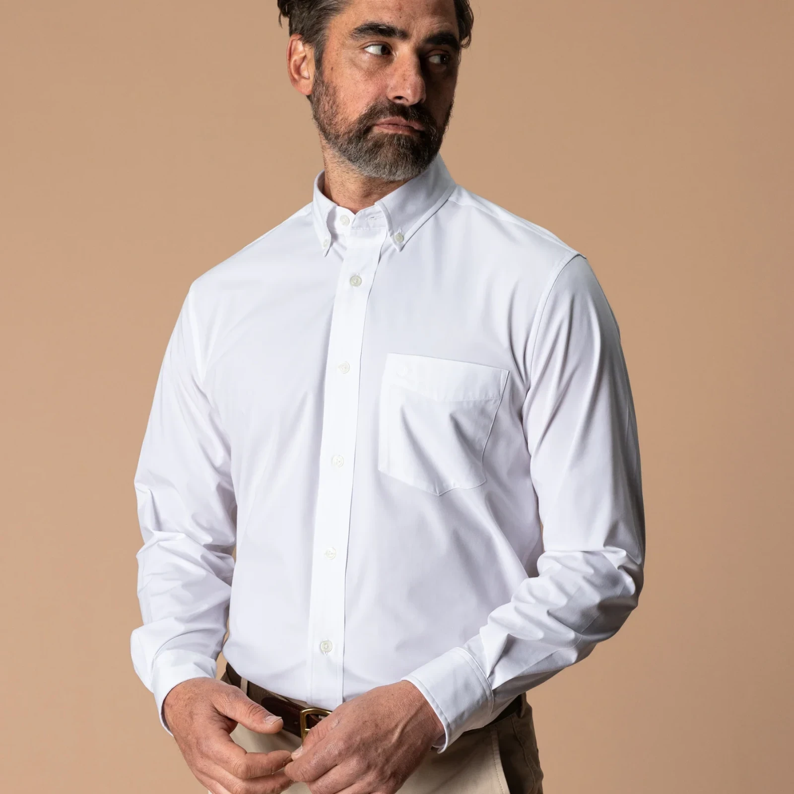 Performance Poplin Sport Shirt - Boyce Solid- White