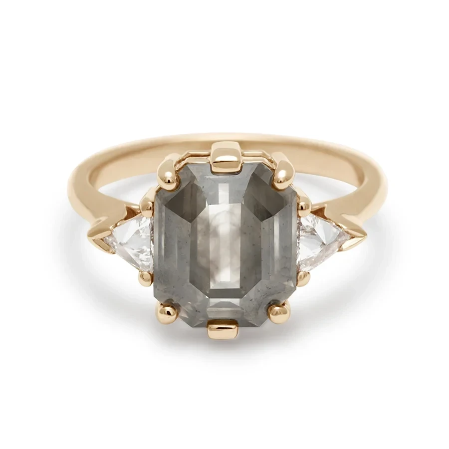 Bea Three Stone Ring - Yellow Gold & Grey Diamond (3.56ct)