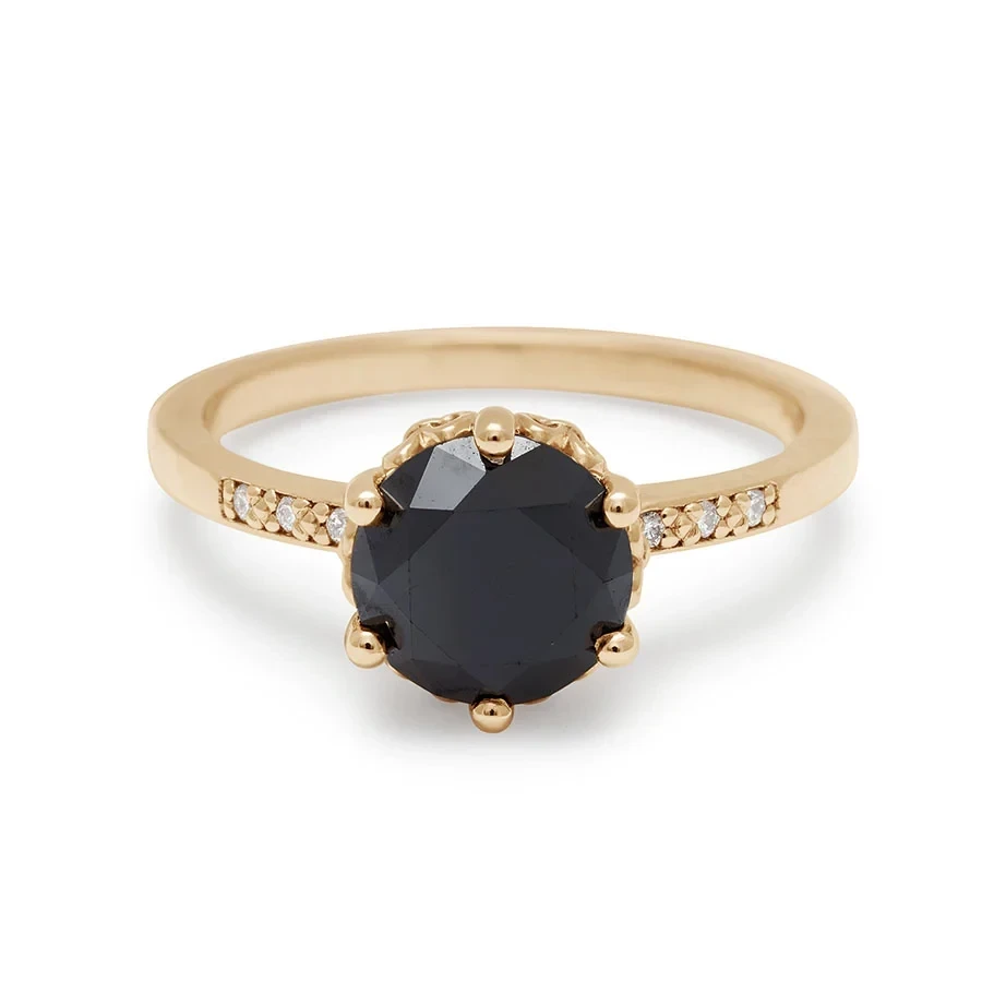 Hazeline Solitaire Ring - Yellow Gold & Black Diamond (1.94ct)