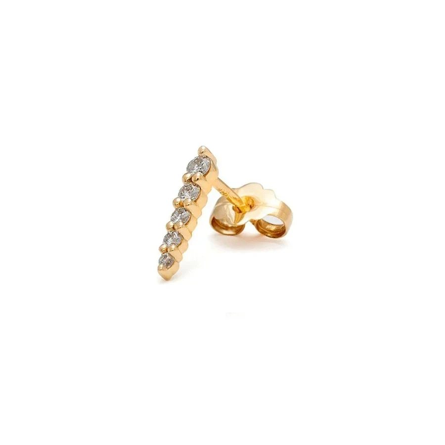 Single Pave Pointe Stud, Medium (SINGLE) - Yellow Gold & Grey Diamond