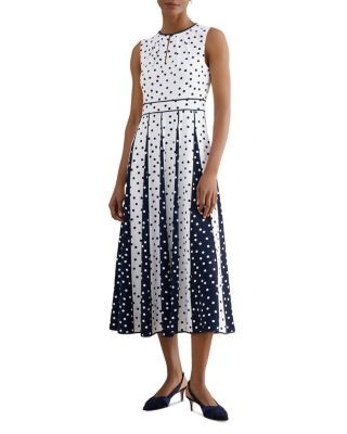 Hobbs London Petites Angelica Floral Keyhole Neck Midi Dress