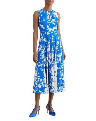 Hobbs London Angelica Floral Keyhole Neck Midi Dress