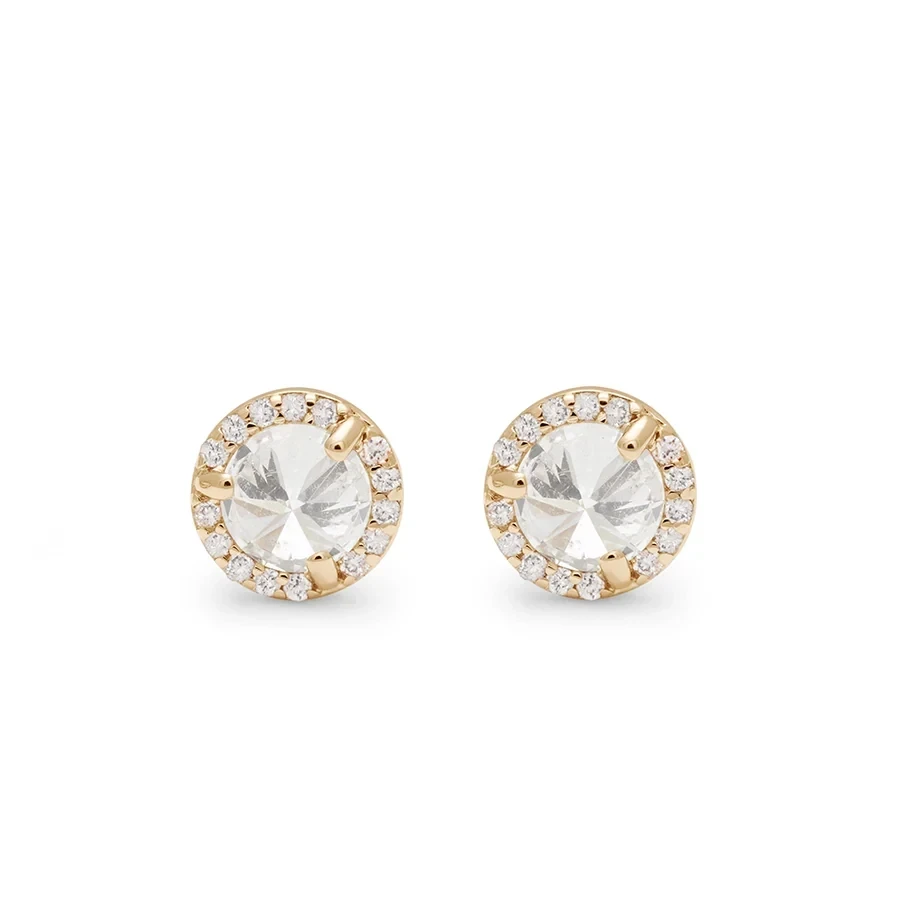 Rosette Stud Earring (Medium) PAIR - 14k Gold & Natural or Lab White Diamonds (1.00ct)