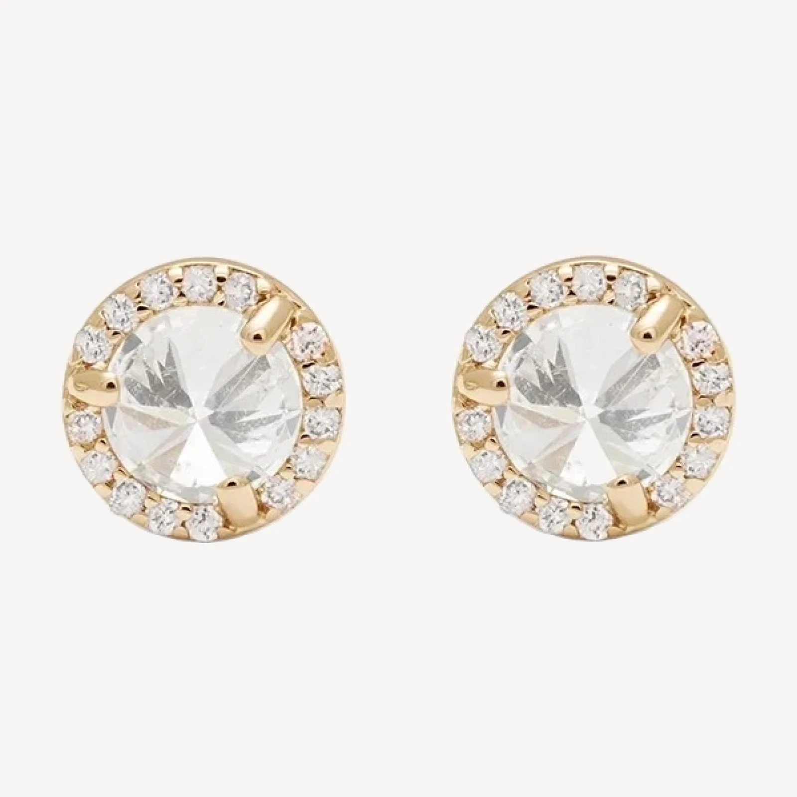 Rosette Stud Earring (Medium) PAIR - 14k Gold & Natural or Lab White Diamonds (1.00ct)