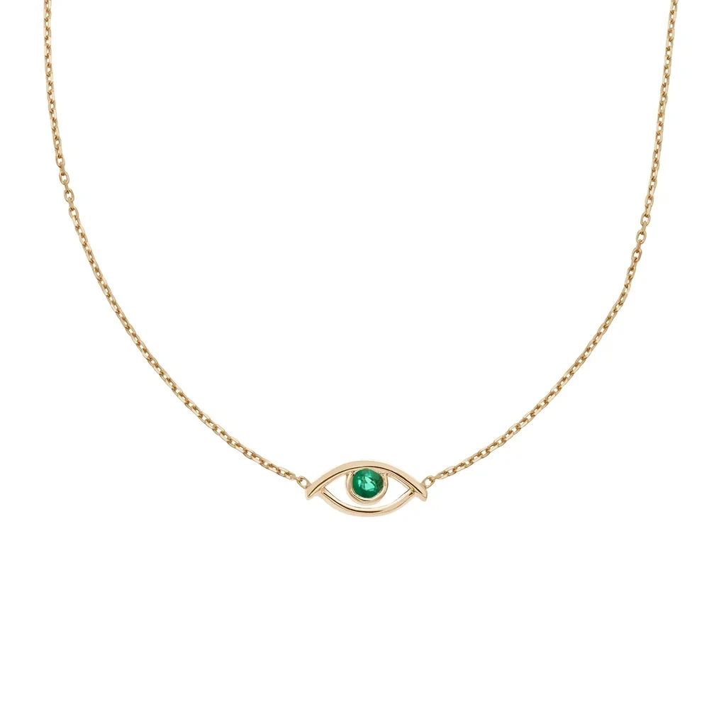 Evil Eye Choker - Yellow Gold & Emerald