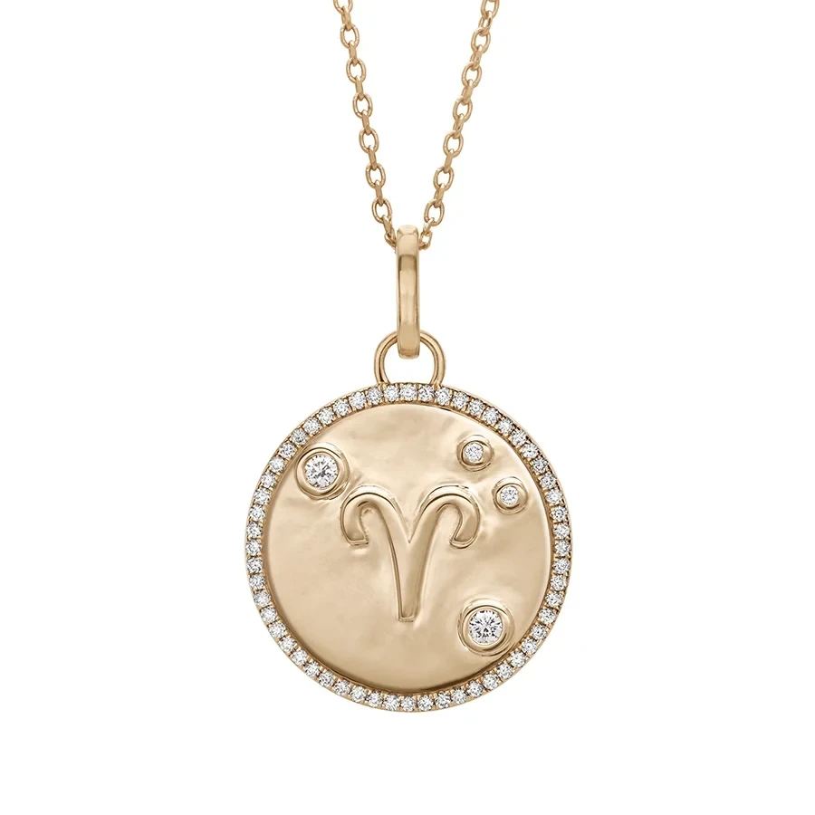 Zodiac Eternity Pendant - 14k Yellow Gold & White Diamond