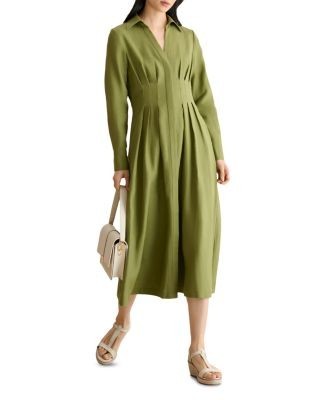 Hobbs London Chrissy Linen Pleated Waist Dress