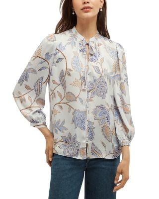 Hobbs London Malia Printed Tie Neck Blouse