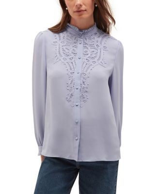 Hobbs London Delora Lace Trim Blouse