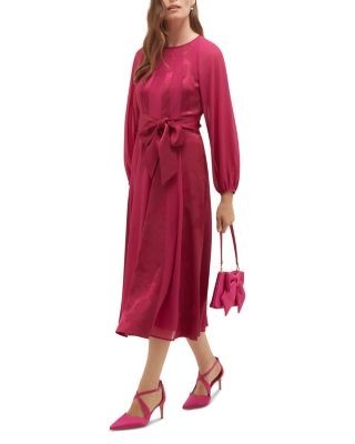 Hobbs London Loren Jacquard Belted Midi Dress