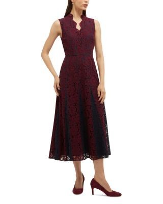 Hobbs London Quin Contrast Pleated Midi Dress
