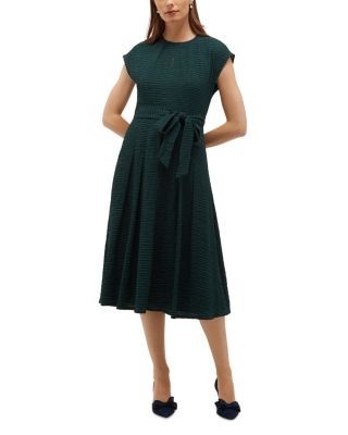 Hobbs London Viviene Textured Belted Dress