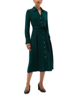 Hobbs London Mylie Pleated Button Front Dress