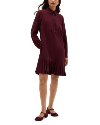 Hobbs London Tina Collared Pleated Hem Dress