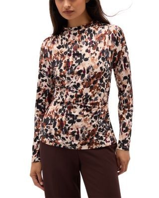 Hobbs London Oriana Printed Ruched Top