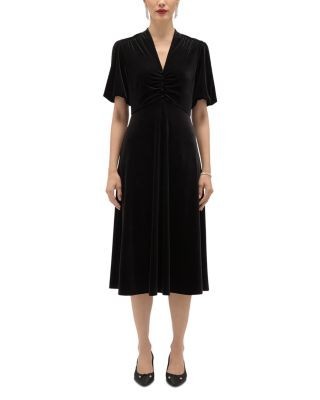 Hobbs London Eleanora Velvet Ruched Front Dress