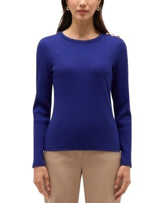 Hobbs London Tamsin Cotton Blend Button Shoulder Top