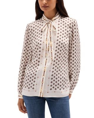 Hobbs London Iva Chain Print Blouson Sleeve Blouse