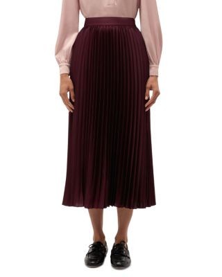 Hobbs London Amoura Satin Pleated Skirt