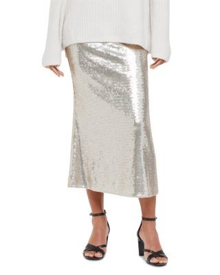 Whistles Seamed Sequin Midi Skirt
