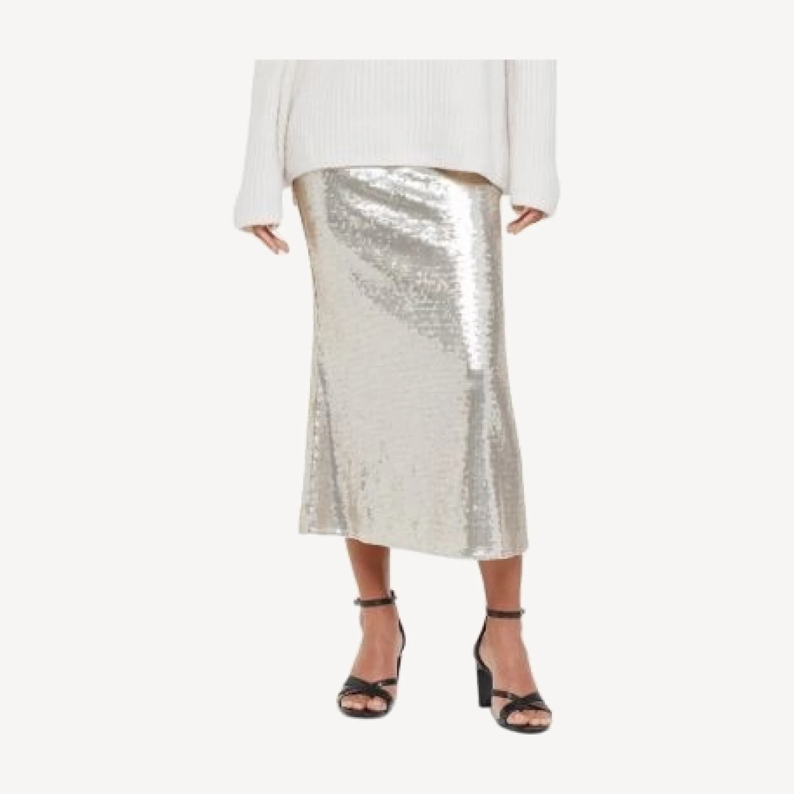 Whistles Seamed Sequin Midi Skirt