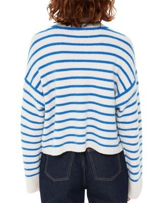 Whistles Stripe Rib Detail Funnel Knit Sweater