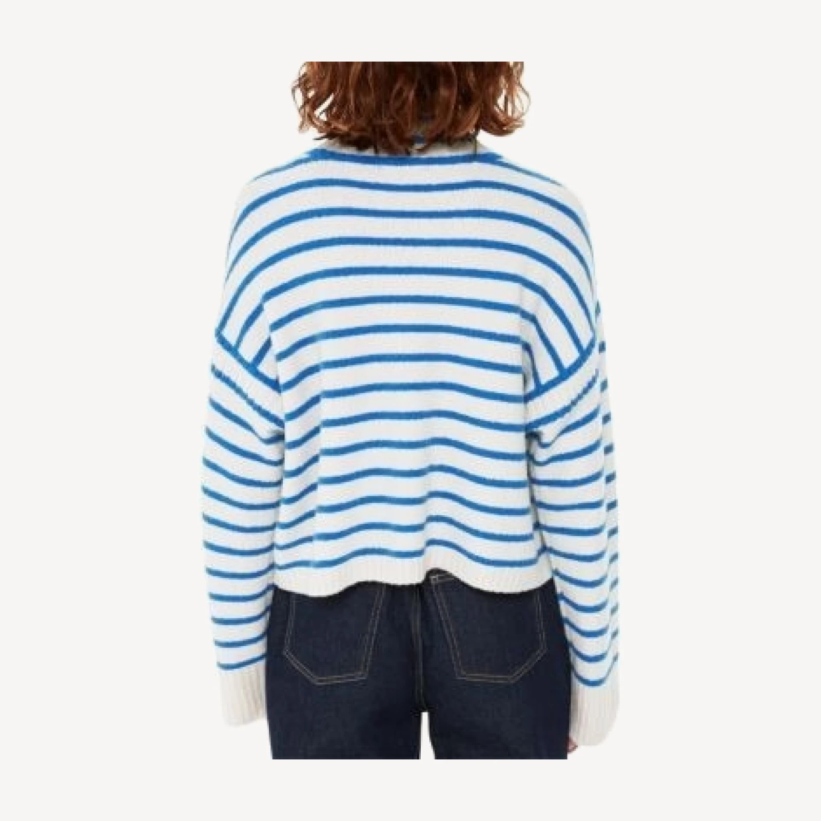 Whistles Stripe Rib Detail Funnel Knit Sweater