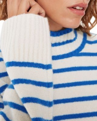 Whistles Stripe Rib Detail Funnel Knit Sweater