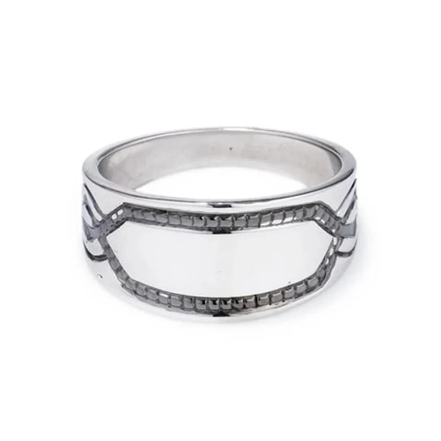 Cigar Band (Size 6.75) - Sterling Silver & White Diamond