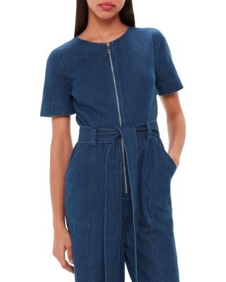Whistles Short Sleeve Denim Jumpsuit