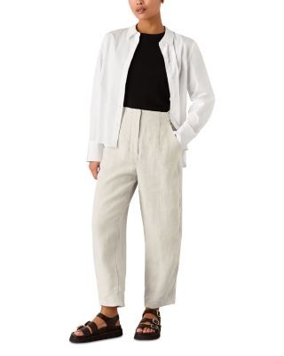 Whistles Petites Authentic High Rise Barrel Leg Jeans in Oatmeal