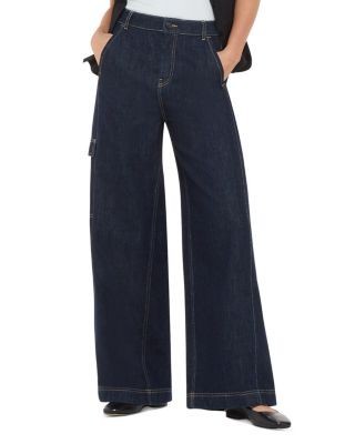 Whistles Cargo Wide Leg Jeans in Dark Denim