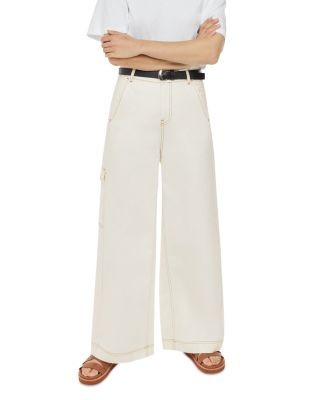 Whistles Wide Leg Cargo Jeans in White
