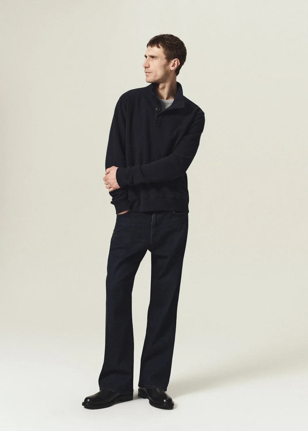 Half Button Pullover in Navy