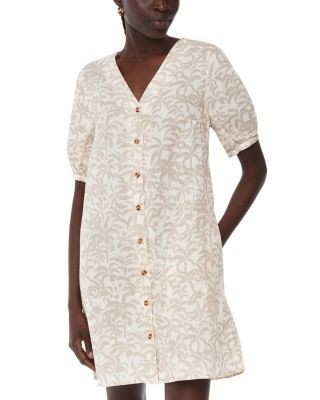 Whistles Palm Print Linen Blend Dress