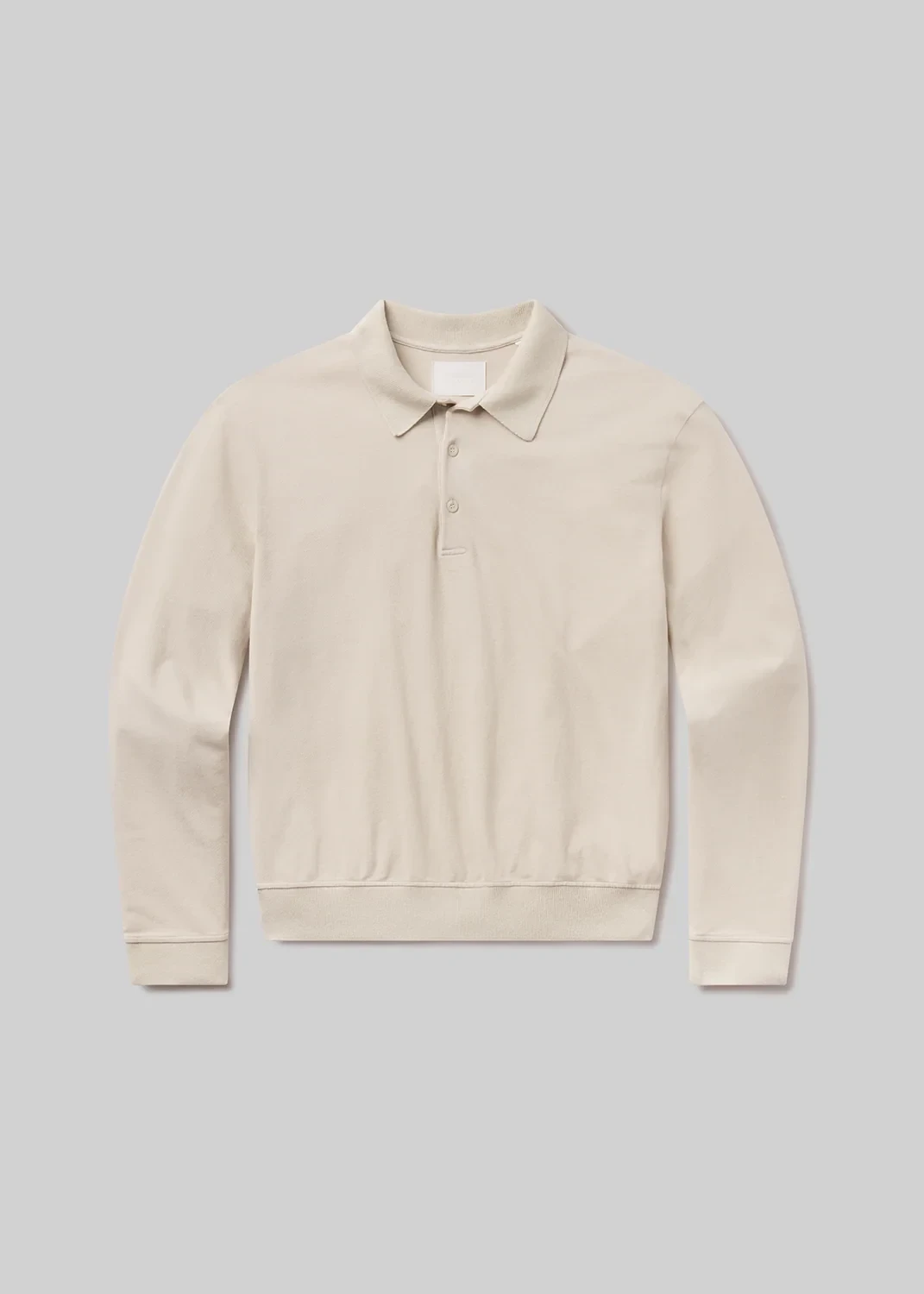 Long Sleeve Banded Polo in Almond
