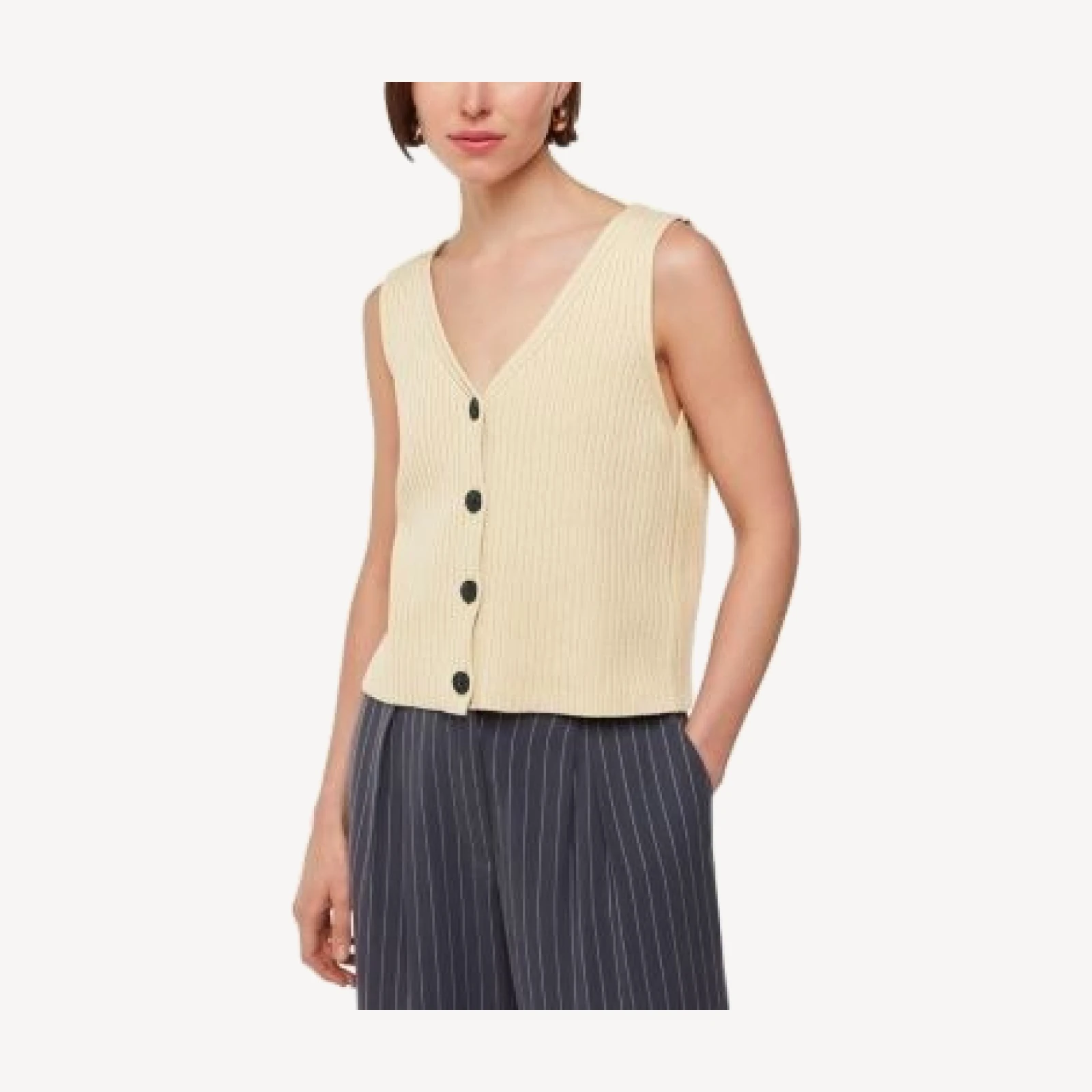 Whistles Button Front Sleeveless Knit Top