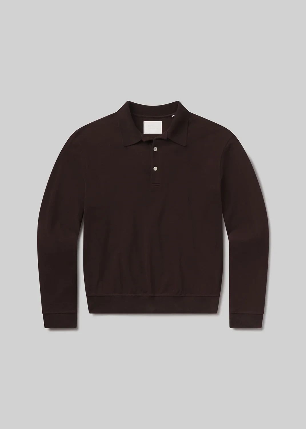 Long Sleeve Banded Polo in Brown