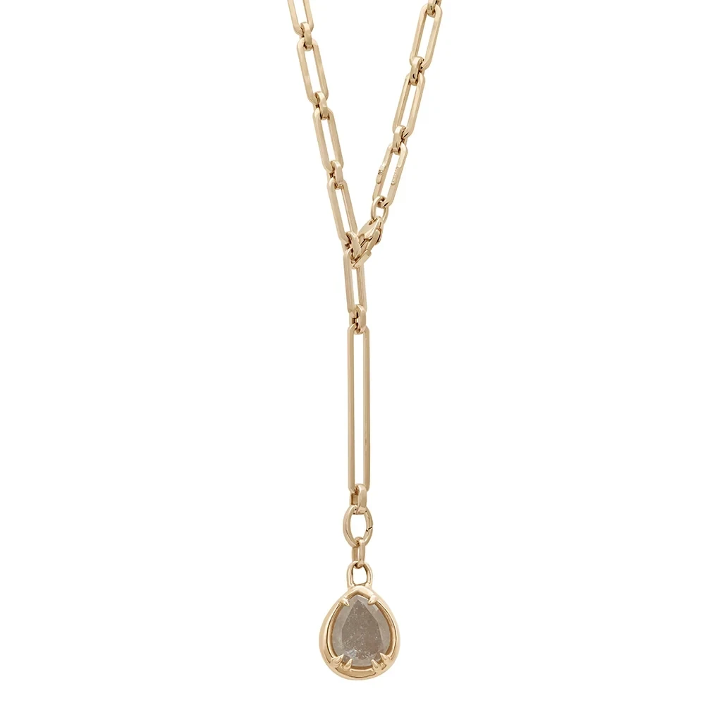 Pear Amulet Charm - Yellow Gold & Grey Diamond