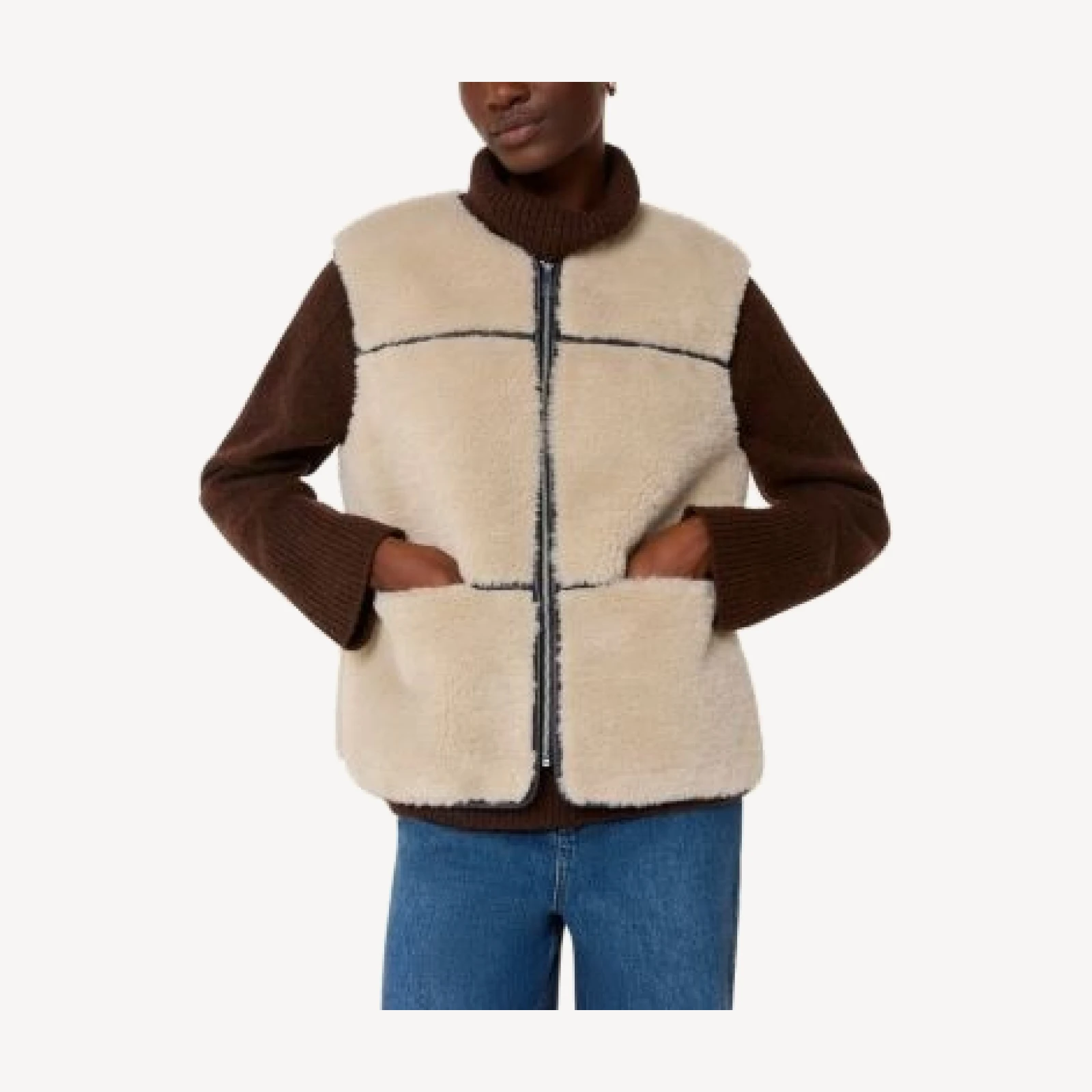 Whistles Rowena Faux Fur Sleeveless Coat