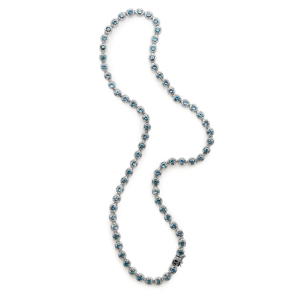 Ingot Eternity Necklace - White Gold & Montana Sapphire