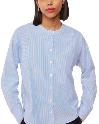 Whistles Striped Grandad Collar Shirt