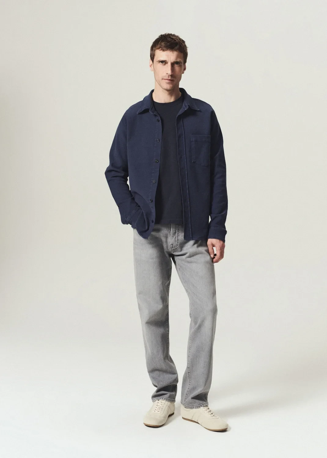 Luca Bucket Dye Shirt French Terry in Indigo