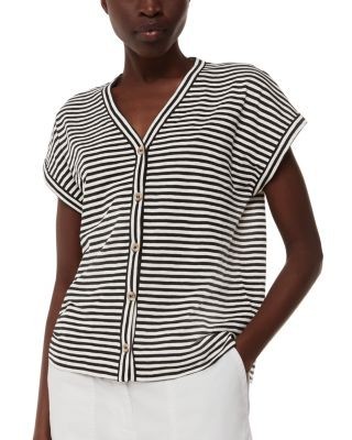 Whistles Jilly Stripe Button Front Top