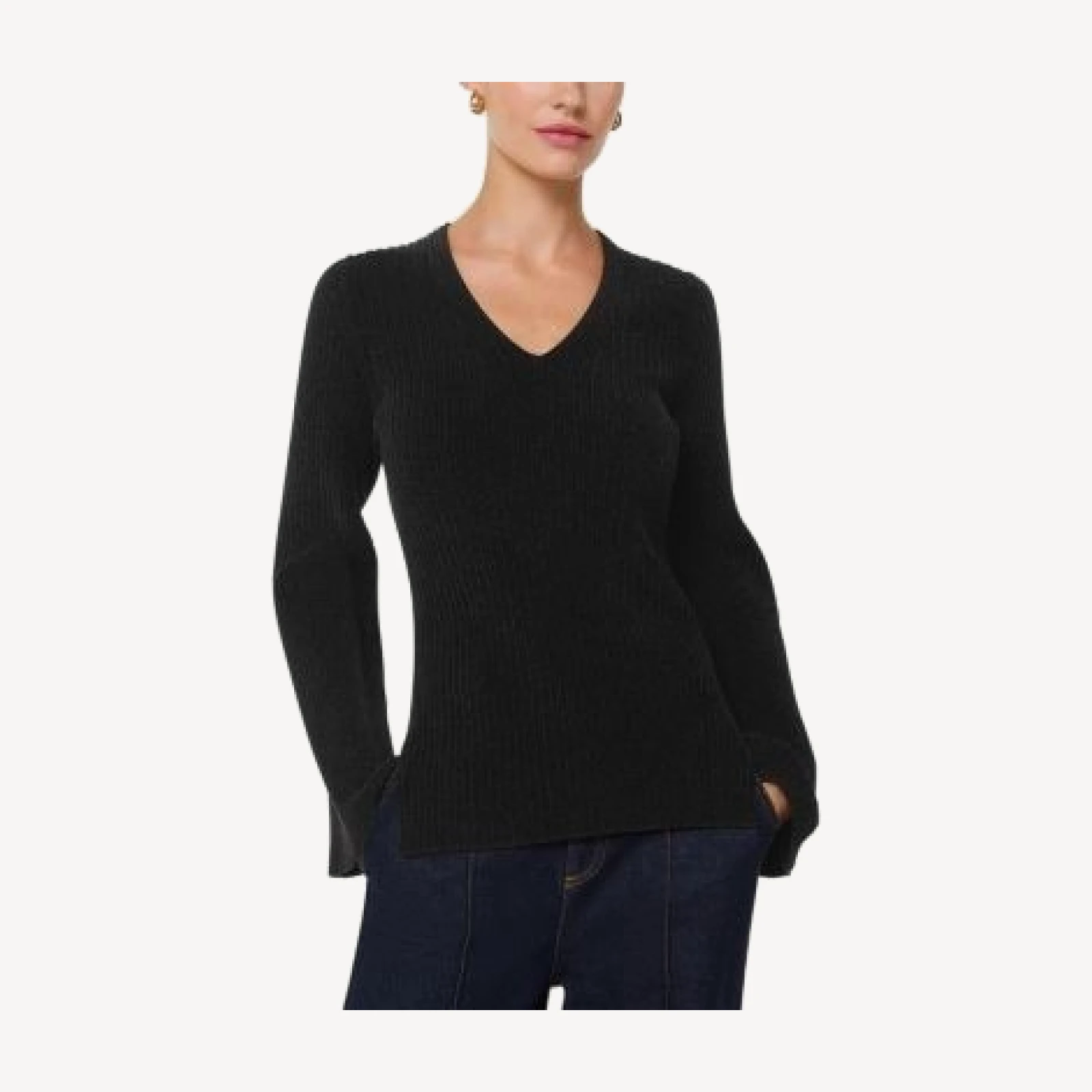 Whistles Chenille V Neck Knit Sweater