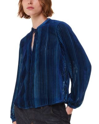 Whistles Devore Velvet Stripe Blouse