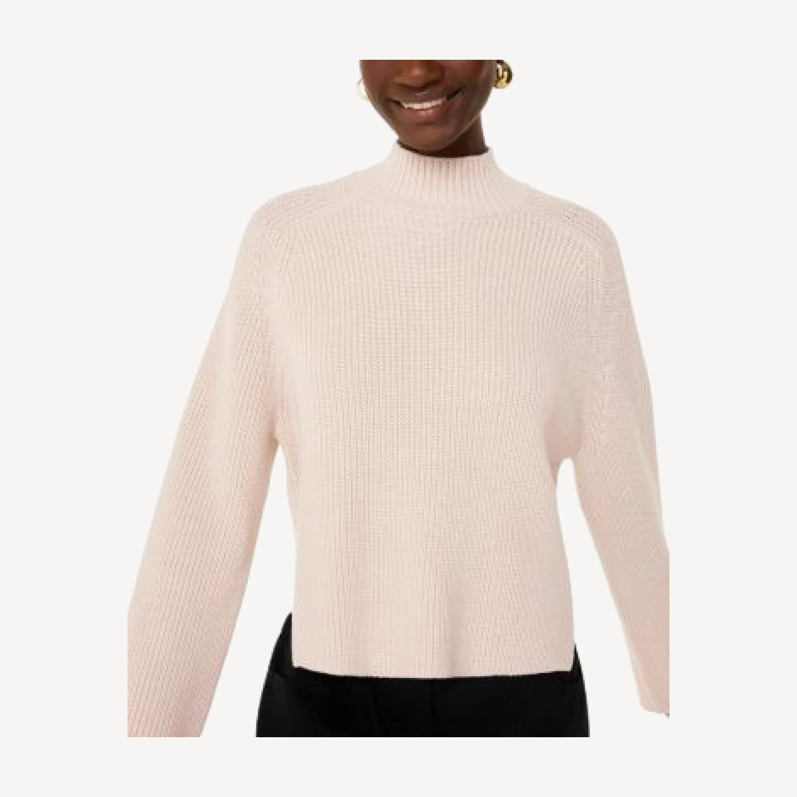 Whistles Side Split Wool Blend Mock Neck Knit Sweater