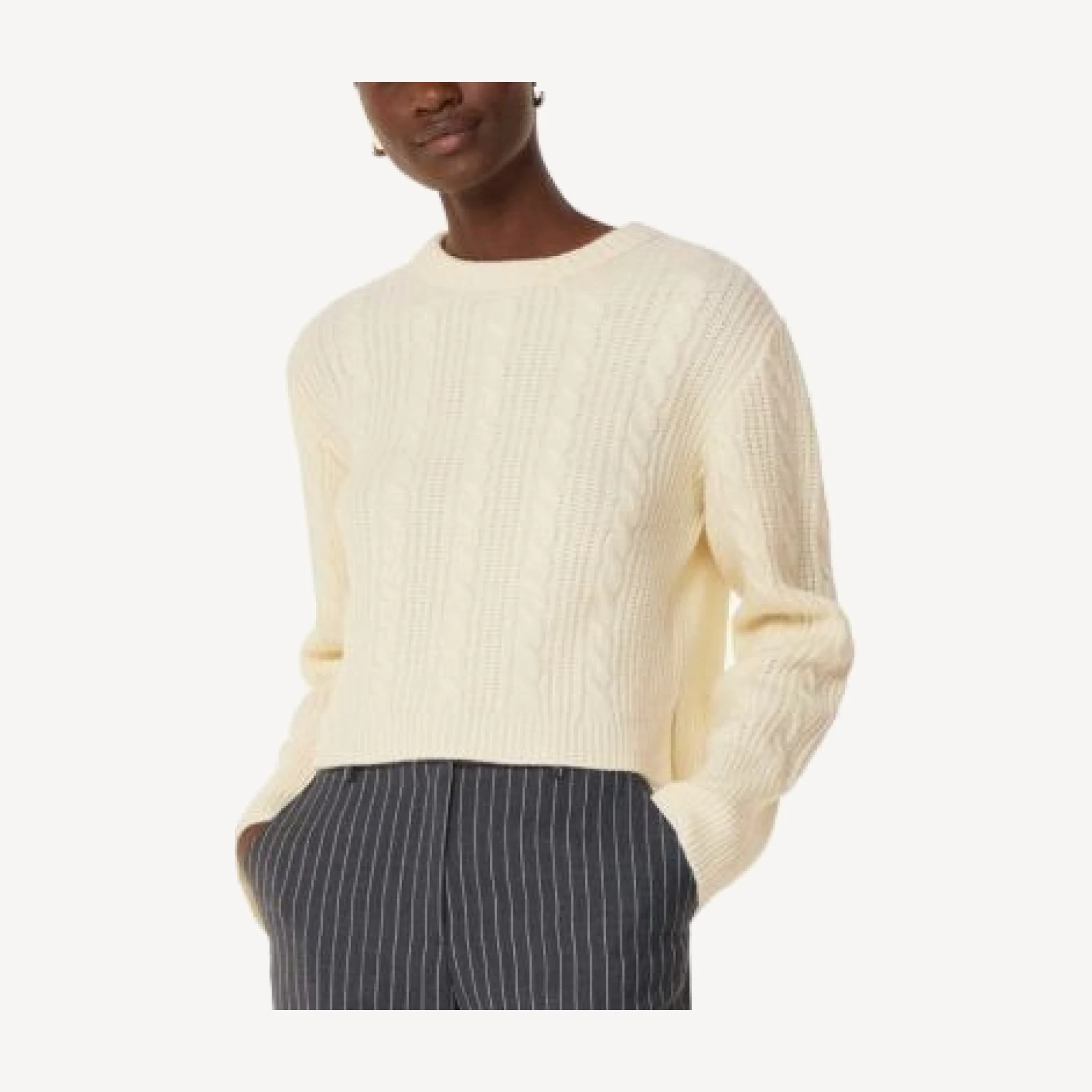 Whistles Cable Detail Crewneck Knit Sweater
