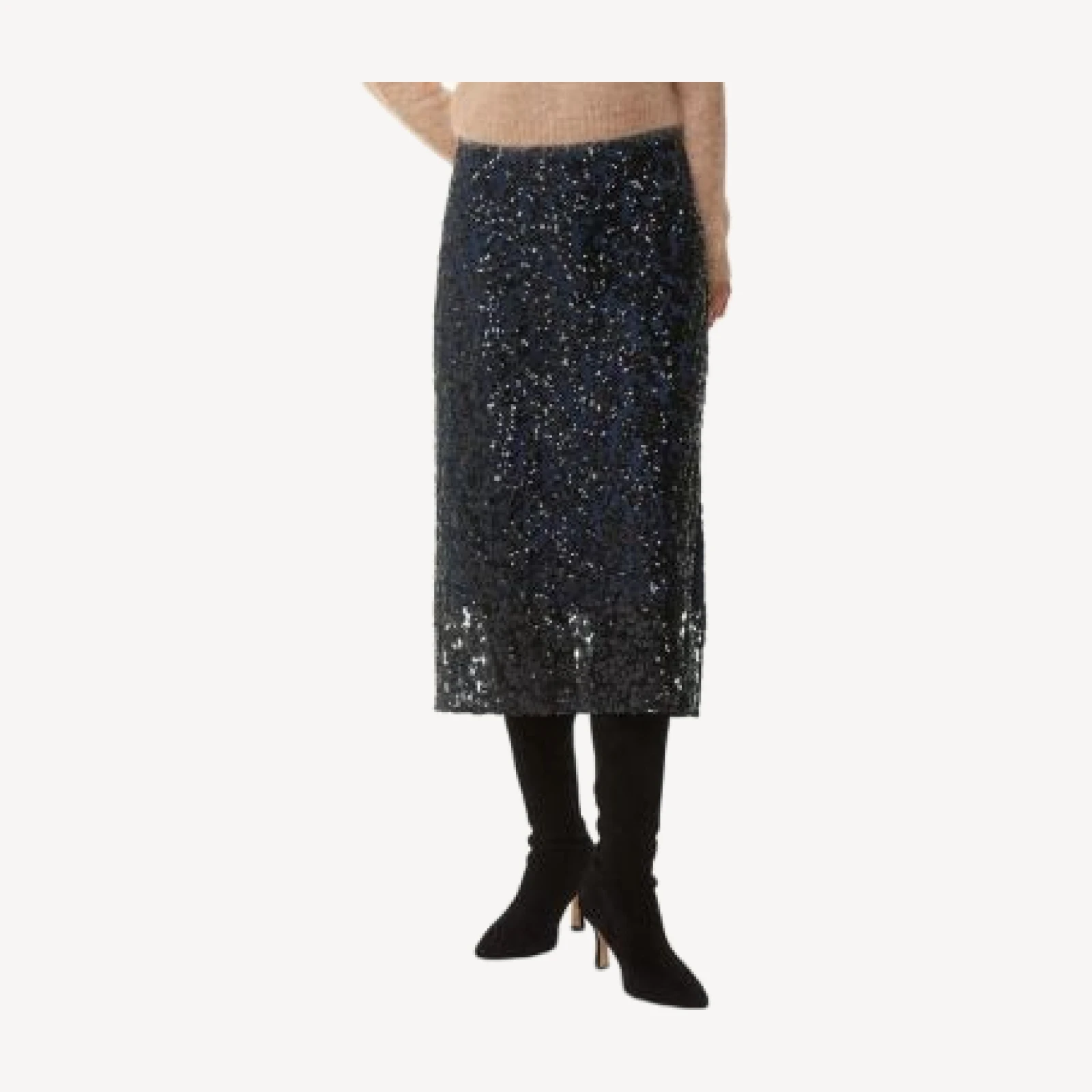Whistles Floral Sequins Midi Skirt